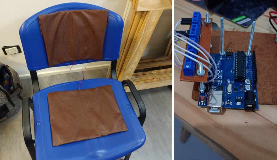 Sensores capacitivos instalados en la silla